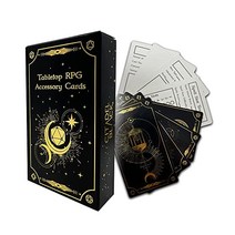 시타델 블랙 테이블탑 RPG 액세서리 카드 50장 세트 – D&D 골드 호일 철자 슬롯 트래커 아이템 카드 빈 노트 던전 앤 드래곤 5판 기타 게임용.BGSL