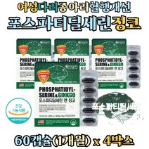 30대 40대 여성 다리 혈액순환 은행잎추출물 플러스 포스파티딜세린 비타민E 영양제 징코 징코빌로바 포스타딜세린 기억력 인지력 혈행 개선 어르신 노인 공시생 취준생 선물 두뇌 뇌
