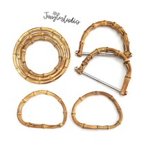 [대나무] 가방손잡이 (2개1set) 마크라메 뜨개 가방 만들기 재료 DIY 가방스트랩 대나무 원형 반달, 스틸D자(2개1set)