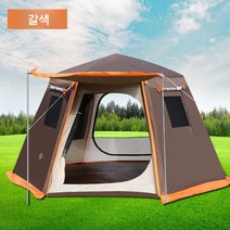 원터치 육각 자동 2초 텐트 백팩킹 야영 장비 캠핑 모기장 쉘터 영등포 남대문 캠핑용품, 5-8명, 갈색