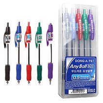 동아 애니볼 0.5mm 볼펜 5색 세트Y/NPD:YD2003Y +P1, 유판다 본상품선택, 유판다 본상품선택