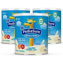 PediaSure 페디아슈어 그로우 앤 게인 바닐라 쉐이크 믹스 파우더 14.1oz( 397g), 3개, 바닐라맛