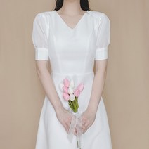 M L 셀프웨딩 드레스 브라이덜샤워 원피스 소매 퍼프 쉬폰 피로연 예복 원피스