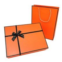 루루홈 주황색 선물 포장 박스 + 종이 가방, 8호 박스 + 8호 가방