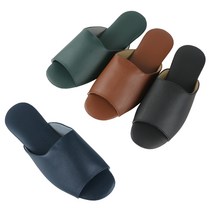 엔스타코 PU 가죽 거실 실내화 남자 레자 실내 슬리퍼 L, 카키, 1개