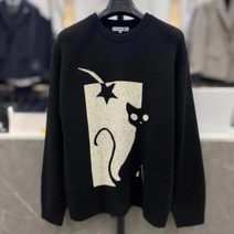 리버클래시 22F/W 블랙 고양이 라인 세미오버핏 니트 (LIW51923)