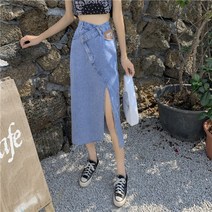 데님스커트 디자인감각 여성 미디스커트 숏 왜소 150 트임 A라인 XS 여름 쇼트사이즈 키커 보이는 2349579561