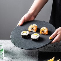 스톤 원형 플레이트 스테이크 돌접시 슬레이트접시, 스톤 원형 L, 1개