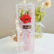 비누꽃 카네이션 조화 어버이날 미니 꽃다발 스승의날 용돈박스 투명케이스포함, 레드