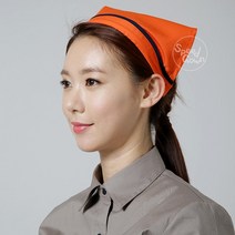 HA4337 오렌지곤줄머리띠스카프-머리띠포함/조리모자/위생모자/위생모/조리모/셰프모자/셰프모/셰프두건/조리두건/헬로모자/식당/조리사복/조리복