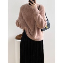 밍크털스웨터 여성 가을겨울 뽀글이 풀오버 니트 루즈핏 상의
