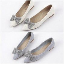 여성리본플랫 보석 큐빅 트위드플랫 1cm