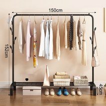 옷걸이행거 이동식행거 YJ01, 1.5쌀 블랙 스토리지 네트워크 후크