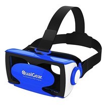 QualGear VR 안경 - 3D 가상 현실 헤드셋 아이폰 7/플러스/6S/6 플러스/6/5 삼성 모토 구글 및 모든 안드로이드 스마트폰 3D 안경 블루 (QG-VR-GL-BLU
