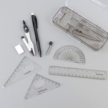 JANGCHEN 아이들 학생 제도 각도기 컴퍼스 자 지우개 문구 세트 (콤파스/컴파스/제도용품/샤프일체형컴퍼스/제도용필기구/제도용자/삼각자/문구용품 추천), 1개