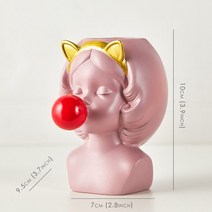 이케바나 화병 오브제 달항아리 유리 꽃병 패션 귀여운 소녀 거품을 날리는 다육이 재배자 수지 꽃 냄비 북유럽 홈 탁상 장식 다양한 스타일 화분, 협력사, 고양이 귀, Pink Cat