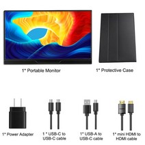 15.6 인치 4K UHD 휴대용 모니터 3840x2160 IPS HDR 듀얼 스피커 게임 디스플레이 컴퓨터 노트북 Xbox PS4/5 스위치, [01] With protective case, [04] EU 플매트 카펫 러그