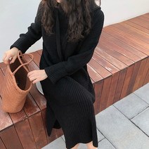 후드 롱 니트원피스 골지 롱니트 여성 원피스