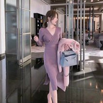 KORELAN 니트 원피스 빅사이즈 원피스 루즈핏 원피스 하객룩 오피스룩