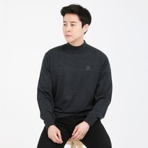 [파파브로] 남성 간절기 무지 베이직 반폴라 니트 티셔츠 DO-KN-HN-차콜