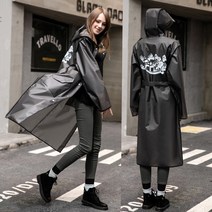 비옷 패션 성인 긴 비옷 여성 남성 방수 후드 블랙 야외 하이킹 여행 낚시 사이클링