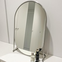 메탈 스탠드 거울 타원형 미드센추리 인테리어 카페 화장대 탁상거울, 골드
