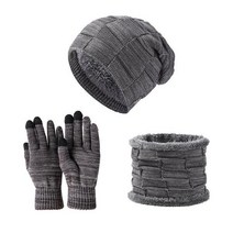 겨울 니트 비니 스카프 장갑 세트 따뜻한 스키 보드 킥헬멧, 분홍색