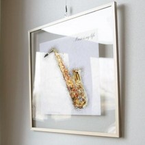 투명액자56CmX56Cm 수채화악기4(색소폰).꾸밈, 실버그레이