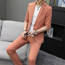 양복 정장 여름 얇은 남성 칠부 소매 트렌드 반팔 미니 셋업 건달 멋진 캐쥬얼 한세트 468611197