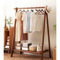원목 행거 스탠드 옷가게 목재 옷걸이 드레스룸 앤틱, (두꺼운 원목)월넛색상 120CM (단층)