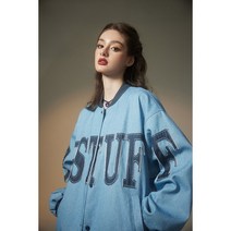 여성 캐쥬얼 데님 항공 점퍼 남자 야구자켓 블루종 바람막이 겨울 가을 루즈핏 청자켓 빈티지 구제 자수