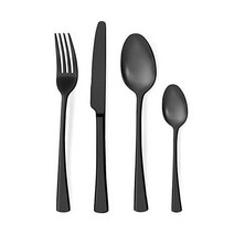 Bestdin Cutlery 세트 for 6 People 24 Pieces 스테인리스 스틸, Matte Black/ 24 Pieces_24 teil