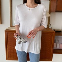 겟잇미 노사 편한 루즈핏 박시 여성 기본 반팔 티셔츠