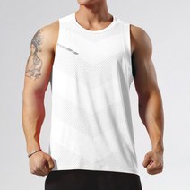 마라톤싱글렛 통기성 상의 민소매 나시 유니폼 러닝 육상복, 2. 하얀색