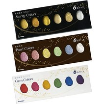 Kuretake GANSAI TAMBI 수채화 별 진주 GEM 6 색상 트리플 팩 골드 실버 마이카 크림 스무드 수공예 전문 품질 색소 잉크 인증, 상세페이지 참조