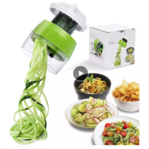 핸드 헬드 Spiralizer 야채 과일 슬라이서 4 1 조정 가능한 나선형 강판 커터 샐러드 도구 호박 국수 스파게티 메이커, 라이트 그린