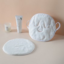 스팀타올얼굴찜질수건 미니 찜질팩 온열 찜팩 선물용, 화이트귀걸이형