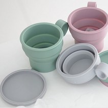 파스텔 실리콘 접이식 뚜껑 머그컵(3color) 캠핑 등산 주방 용품 인테리어 소품 디자인 아이디어 상품, 핑크