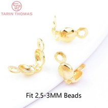 (5514)50PCS 2.5x4MM 24K 골드 컬러 황동 크림프 엔드 캡 걸쇠 와이어 및 스레드 커버 쥬얼리 결과 액세서