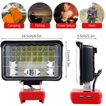 밀워키 야외용 휴대용 무선 LED 작업등 18V 배터리 랜턴 손전등 스포트라이트 램프 USB, [02] 48 LED (5 inch), 1개