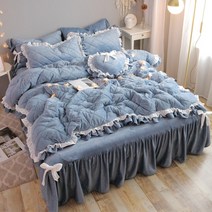 가을이불 침구세트 사계절 가을과 겨울 짧은 양털 라인석 벨벳 피스 코랄 플리스 소녀 이불 양면 침대