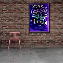 업소용 LED 형광 광고판 70X90cm 발광 배너 칠판 네온 보드 게시판 야시장 노점 입간판, 단품
