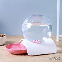 위풍댕댕 수정구슬 반자동 급수기 무전력 무소음 정수기 2.8L 고양이음수대 강아지물그릇, 구슬급수기 핑크
