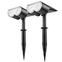 Consciot 야외 색상 변경 조명 RGBW 16 LED 태양광 조경 스포트라이트 8가지 색상 2-in-1 태양열 정원 조명 자동 켜기/끄기 IP67 방수 통로 파티오, Cool White 6500k_2 Pack