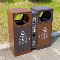 옥외 쓰레기통 스테인레스 야외 쓰레기통 대형 사무실 분리수거 휴지통, 레트로 쓰레기통