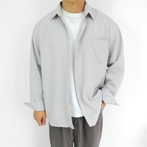 로니제이 남자 봄 가을 싱글 폴리 카라 오버핏 셔츠
