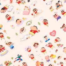 짱구는못말려 투명 스티커 4종 세트 (새콤달콤 러브러브 취미생활 짱구일상)