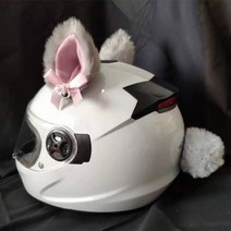 2 개쌍 크리 에이 티브 귀여운 오토바이 헬멧 봉제 고양이 귀 벨 모토 크로스 헬멧 장식 스티커 액세서리 cosplayer 스타일링, 그레이 핑크 e와 t
