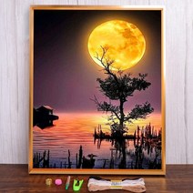 보석십자수 창업 도구 풍경 하늘 달 인쇄 크로스 스티치 패턴 DIY 자수 수제 그림 세공 뜨개질 스탬프 보석, 50x70cm, 14CT 실크 스레드, HMA65872_50x70cm_14CT 실크 스레드