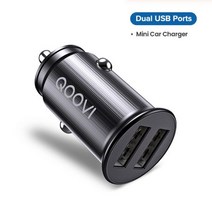 미니 자동차 충전기 2.4A 듀얼 USB 빠른 충전 범용 휴대 전화 자동차 충전 태블릿 GPS 아이폰 11 XIAOMI 삼성 화웨이, Black